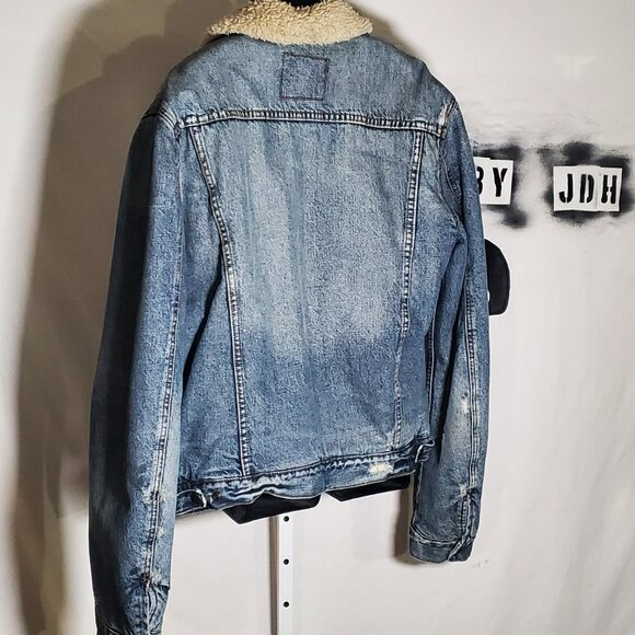 Abercrombie and Fitch Sherpa Lined Denim Trucker Jacket Sz XL mens - Picture 6 of 16